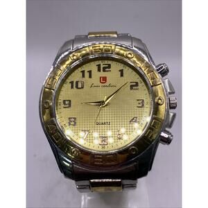 Luis Cardini Mens Silver Gold Tone Quartz Watch Works New Battery